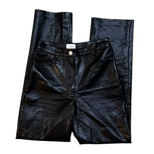 Wilfred Aritzia The Melina High Rise Black Faux Leather Pants Straight Leg